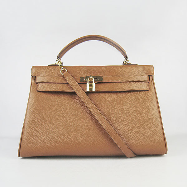 High Quality Hermes Kelly 35cm Togo Leather Bag Coffee 6308 - Click Image to Close